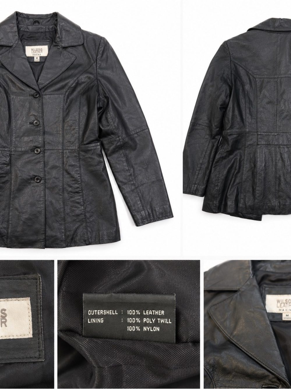 Wilsons Leather Women's Black Button-Front Leather Jacket